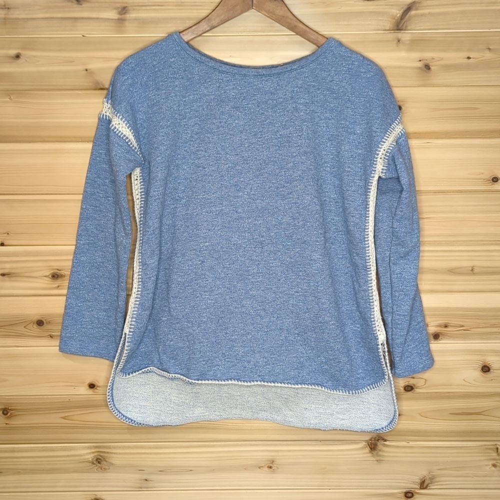 Soft Surroundings Crochet Sweatshirt Blue Size Medium 28822